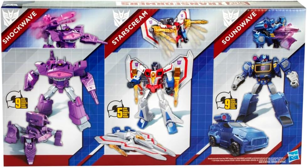 Figuras Transformers Decepticon 3-Pack, Starscream, Shockwave, Soundwave