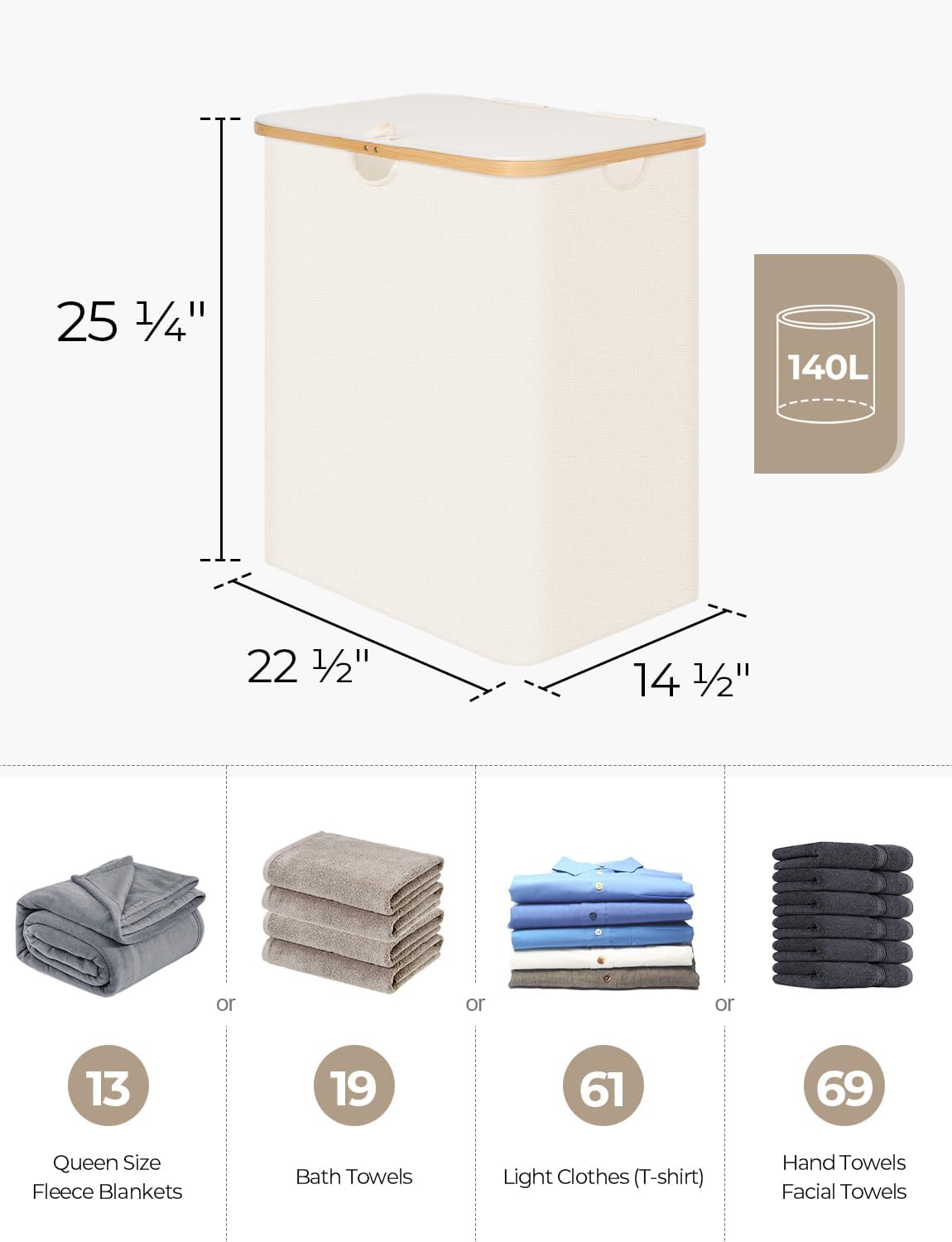 Cesta de Ropa Grande StorageWorks con Tapa y 2 Bolsas Extraíbles