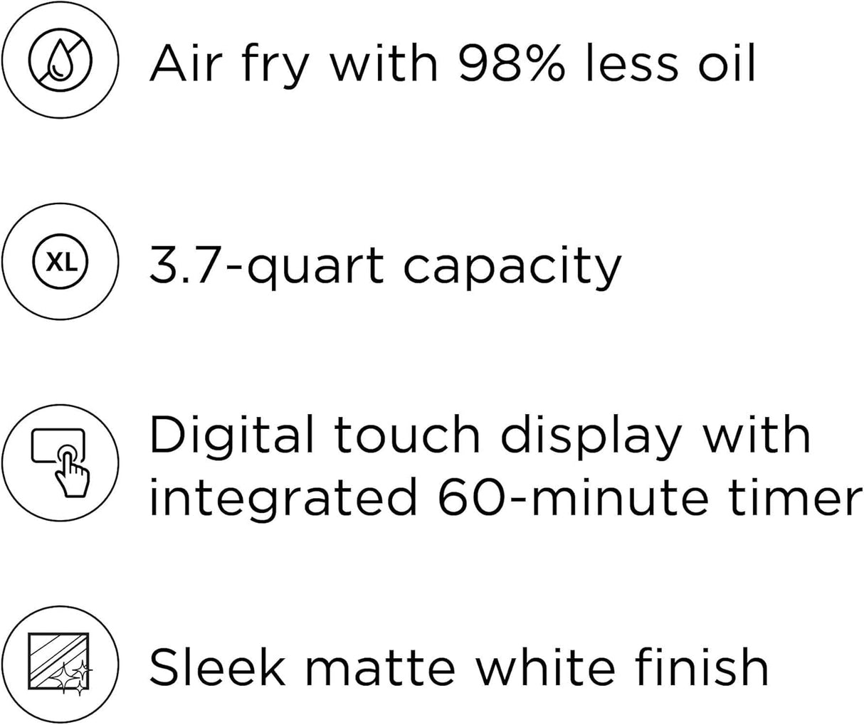 Freidora de aire CHEFMAN 3.7 Qt, digital, fácil de usar, BPA-free