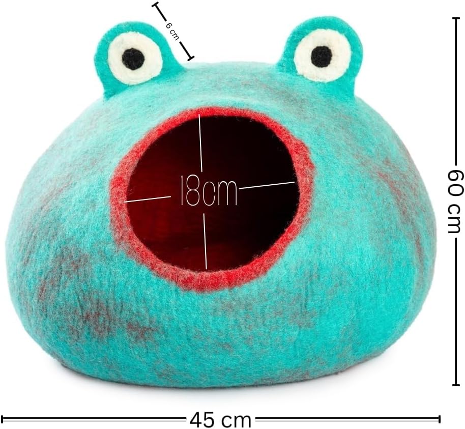 Cueva para Gatos Merino, Woolygon, Ecoamigable, Modelo Frog