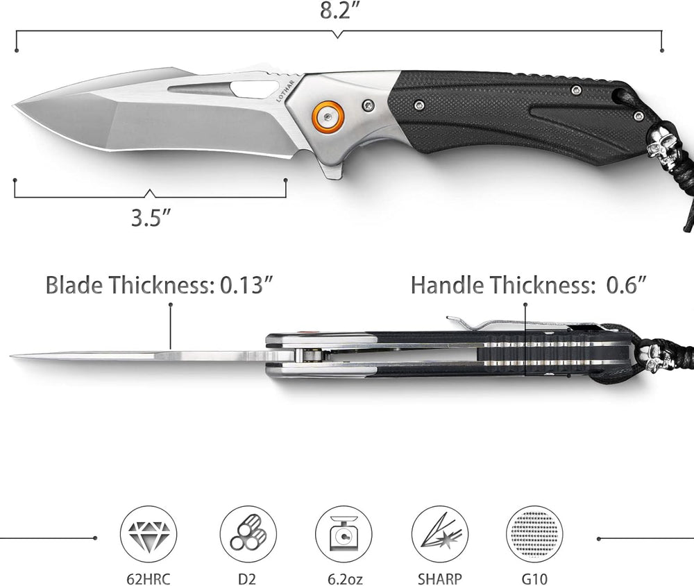 Cuchillo de bolsillo para hombre, plegable con acero D2