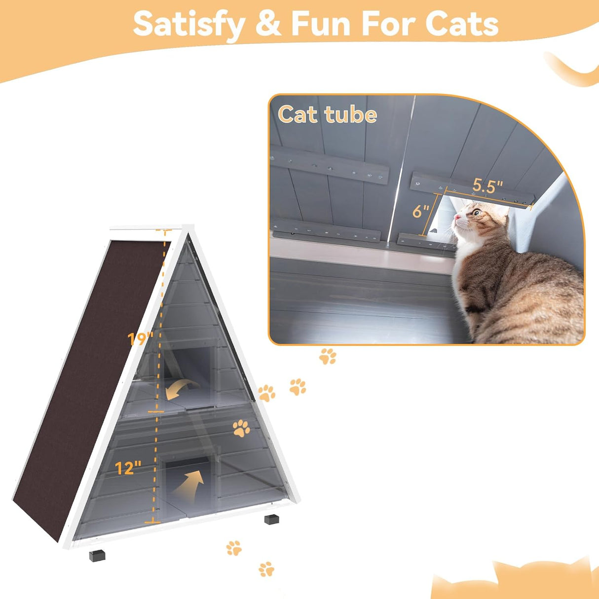 Casa para gatos al aire libre resistente con puerta de escape