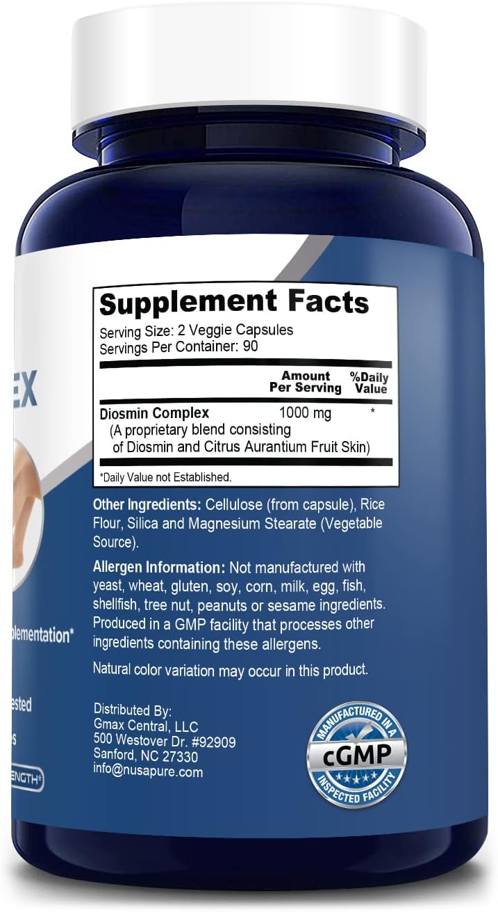 Complejo de Diosmina 1000 mg, 180 Cápsulas Vegetales Veganas