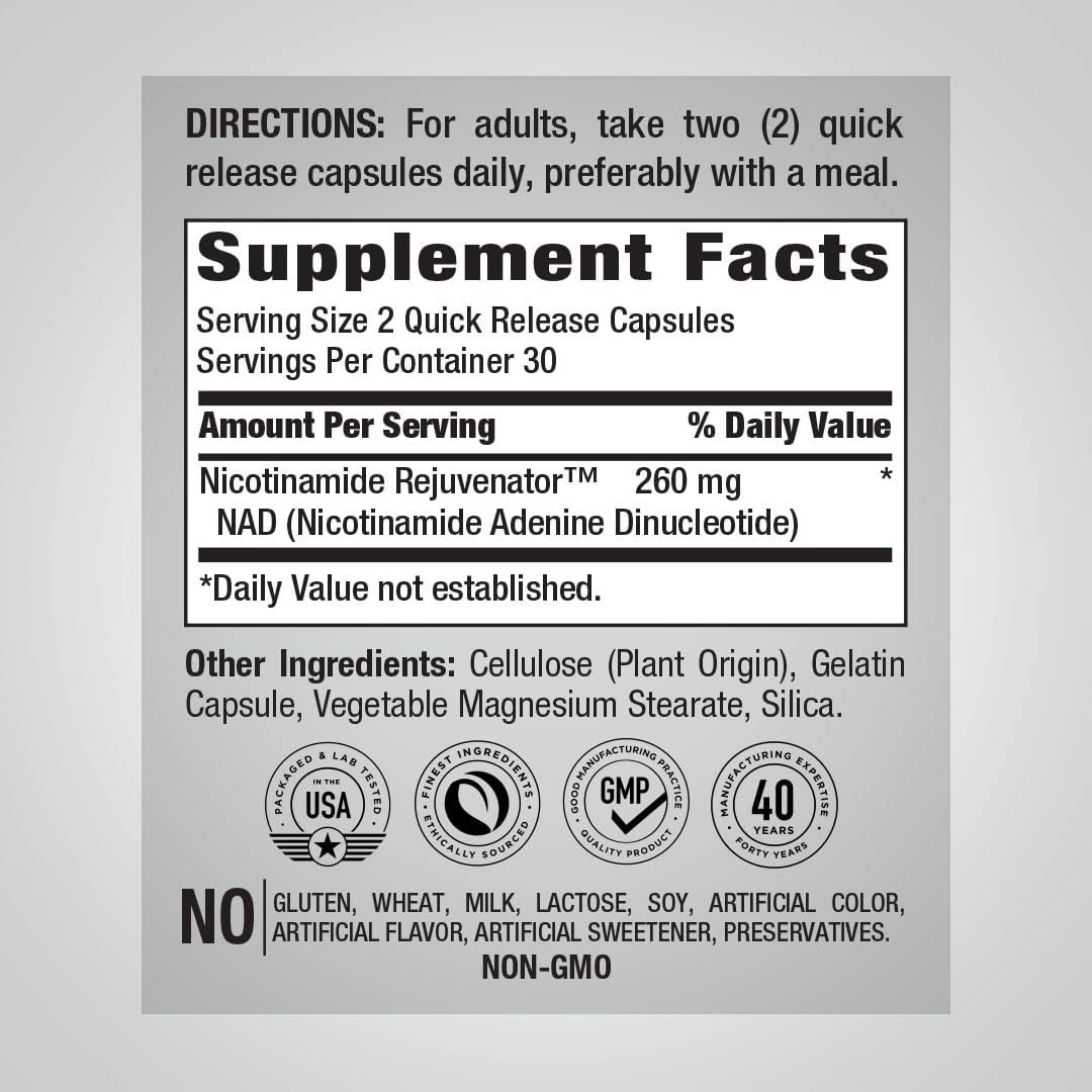Suplemento Rejuvenador NAD Dinucleótido de nicotinamida 60u
