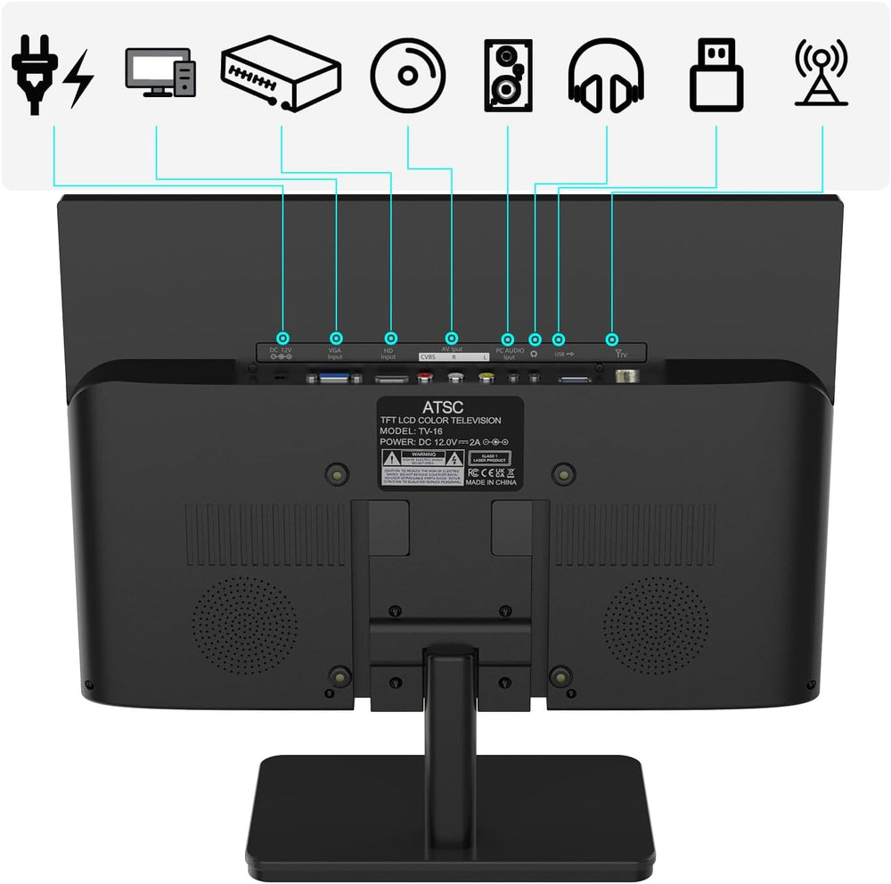 TV 15.6 FHD IPS 1080P con Antena y Tuner Digital ATSC