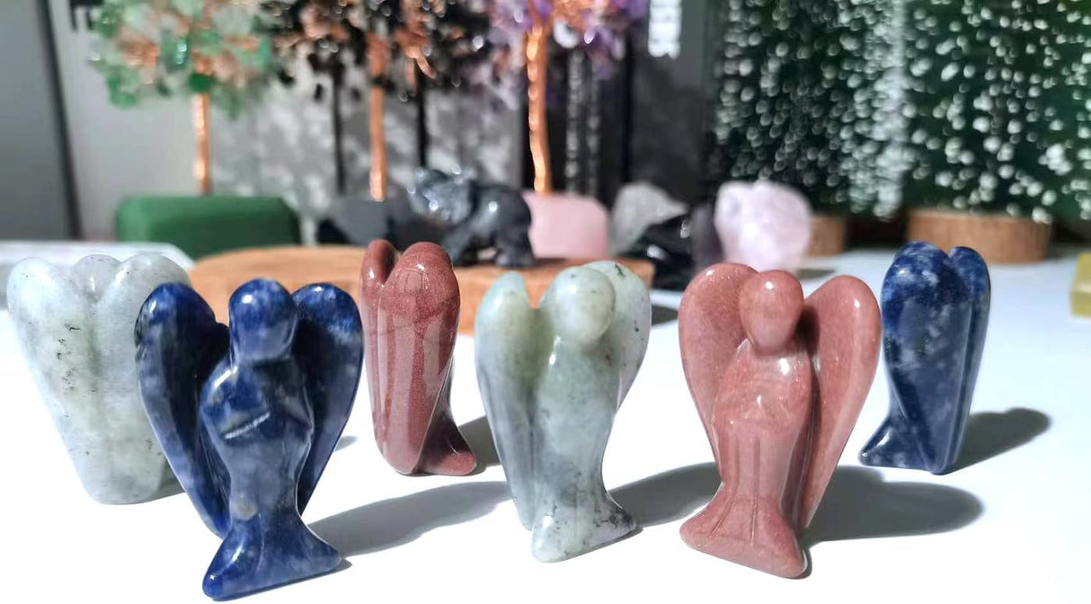 QINJIEJIE Cristales de ángel de labradorita blanca tallada