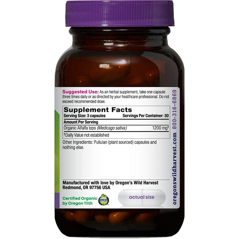 Suplementos hierbas orgánicas alfalfa 90 unidades