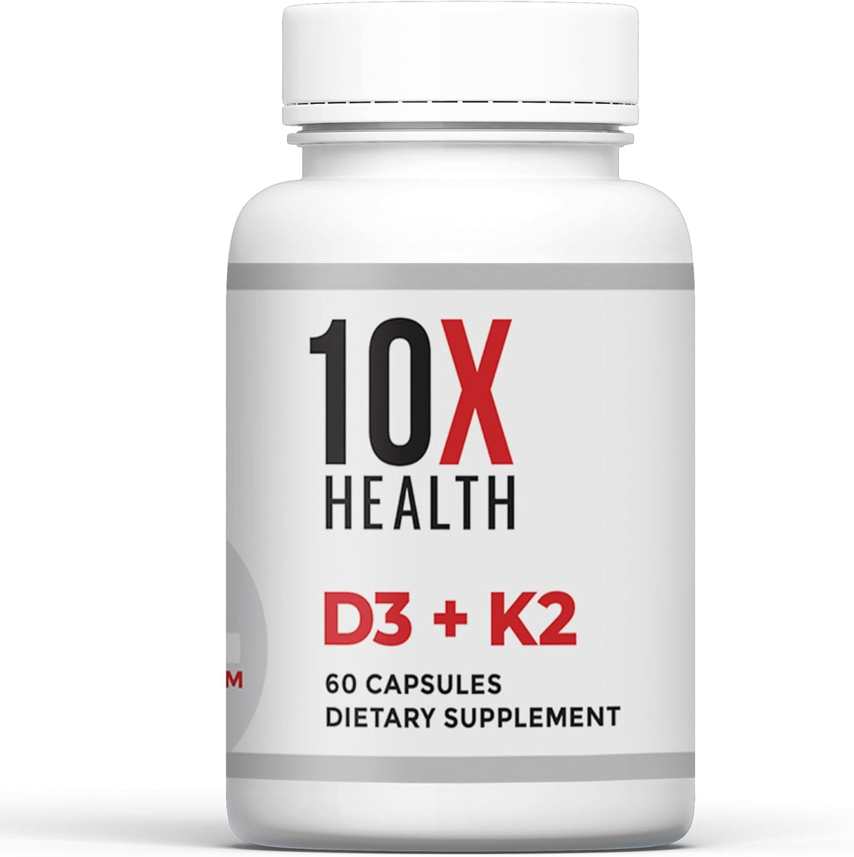 Suplemento D3 K2 10X Health - 125 mcg D3, 90 mcg K2 - 60 cápsulas