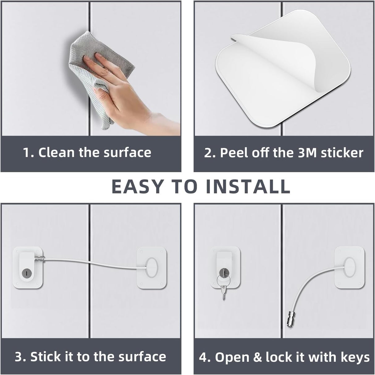 Paquete de 2 cerraduras para refrigerador de silicona