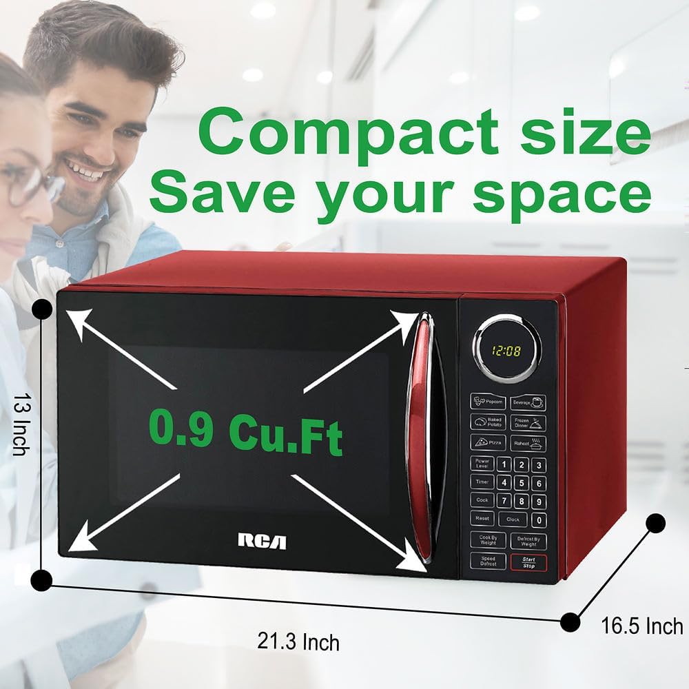Horno de microondas RCA 900W, 10 niveles de potencia, RMW953
