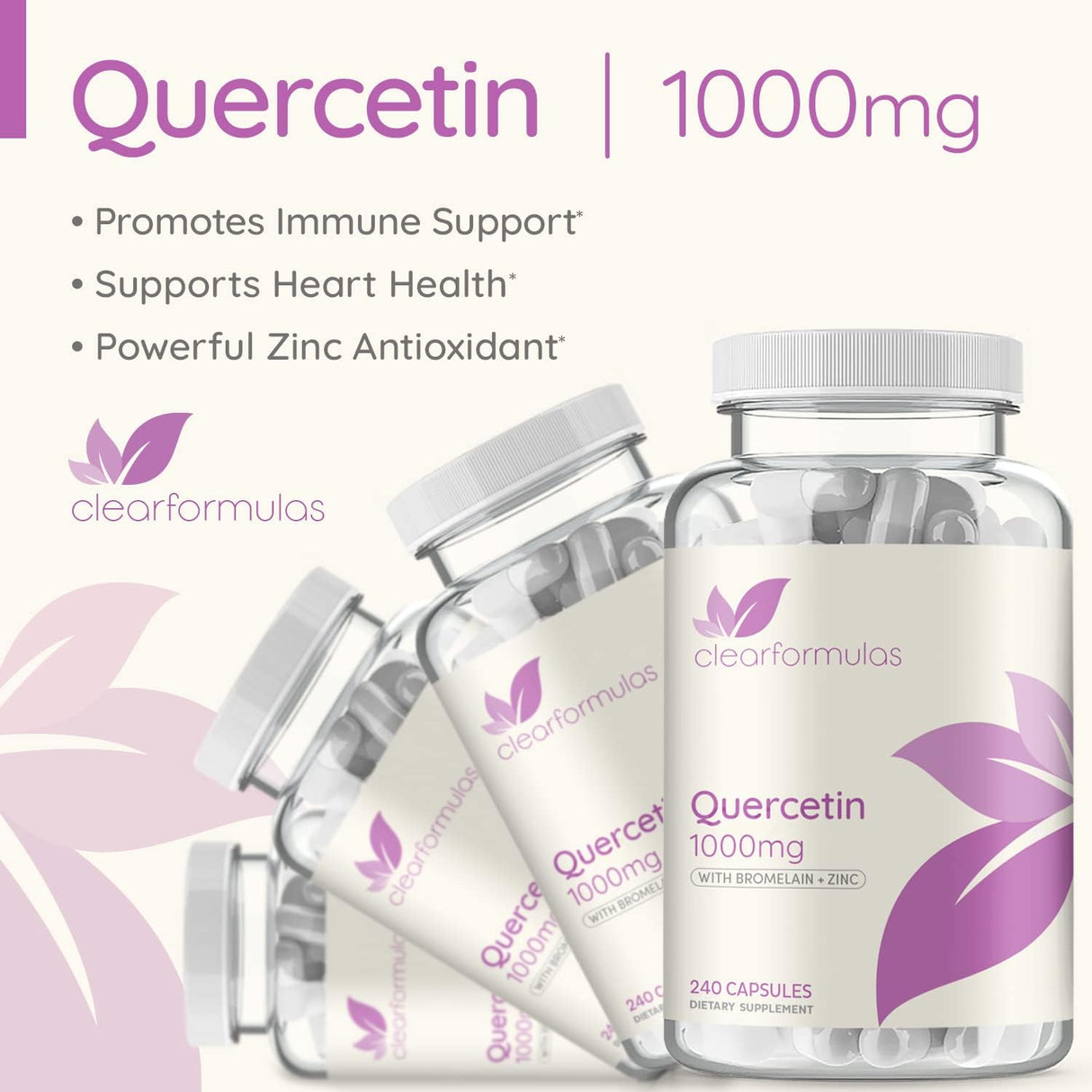 Quercetina 1000mg con Bromelina y Zinc, 240 Cápsulas