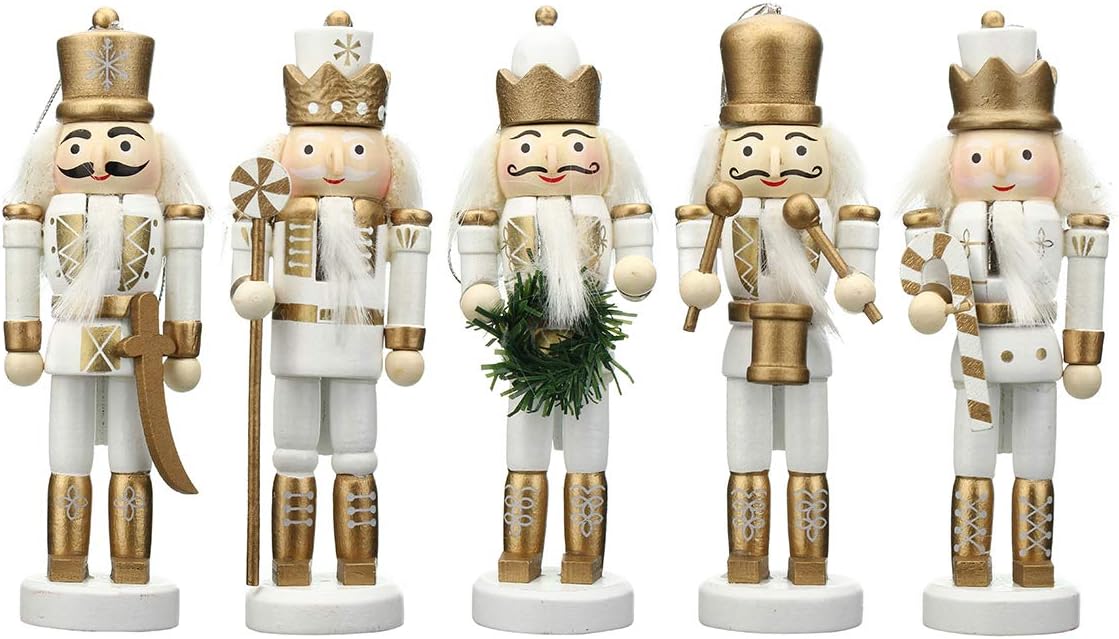 BlueSpace Adornos de Nuez de Madera, Set de 5 Piezas