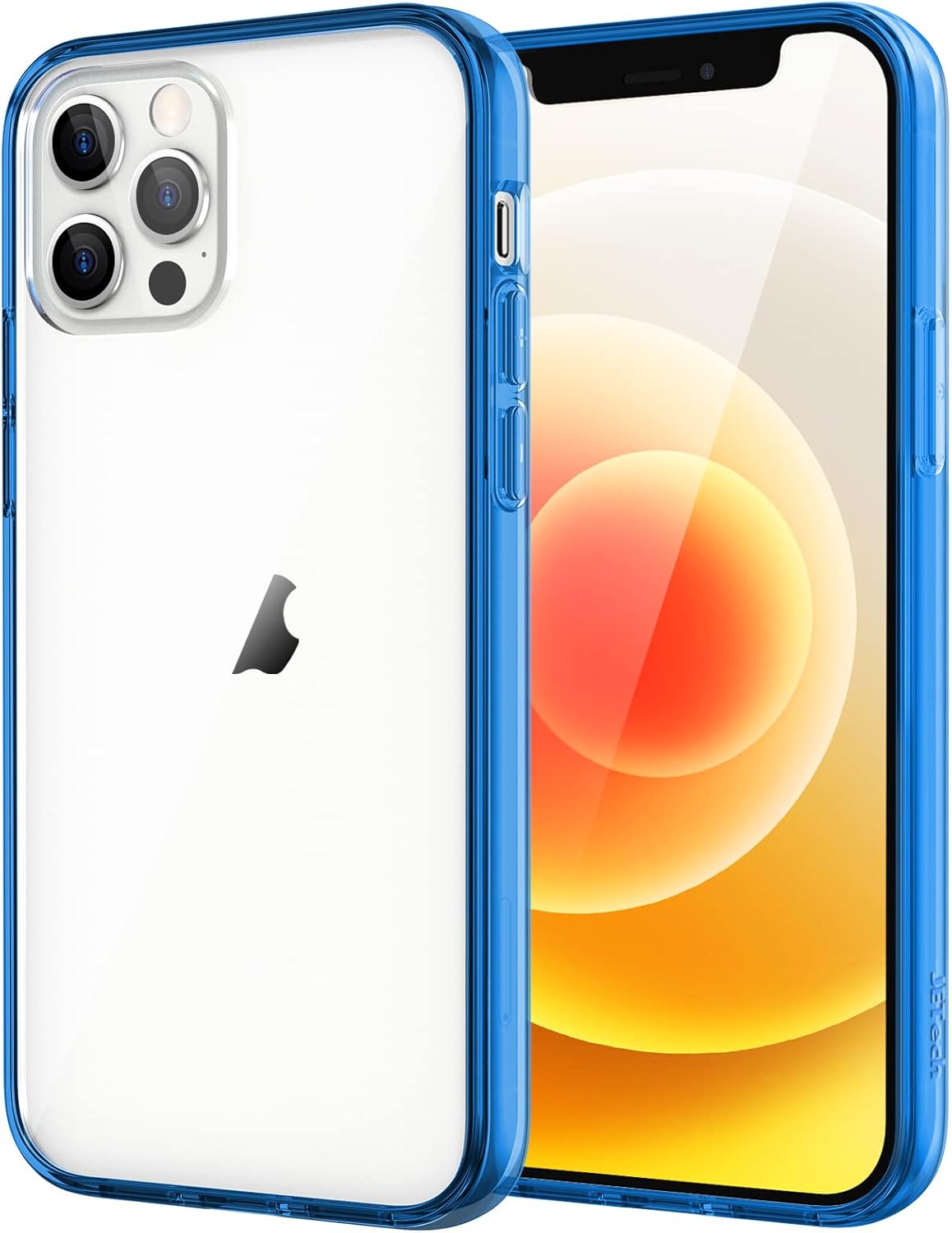 JETech Funda para iPhone 12/12 Pro de 6.1 pulgadas, a prueba de golpes, parte trasera transparente antiarañazos (azul)