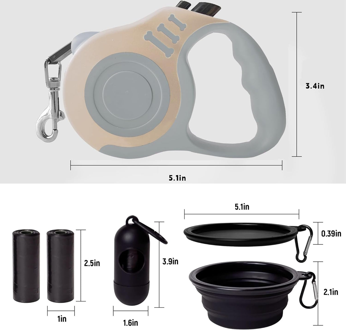 Correa Retráctil Automática para Perros con Tazón