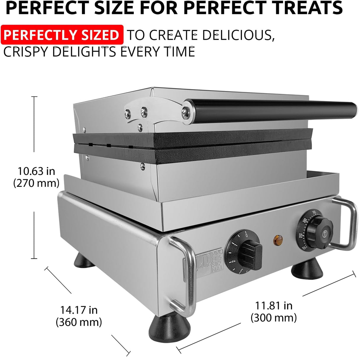 Máquina de Waffles ALDKitchen, Acero Inoxidable, 6 Waffles