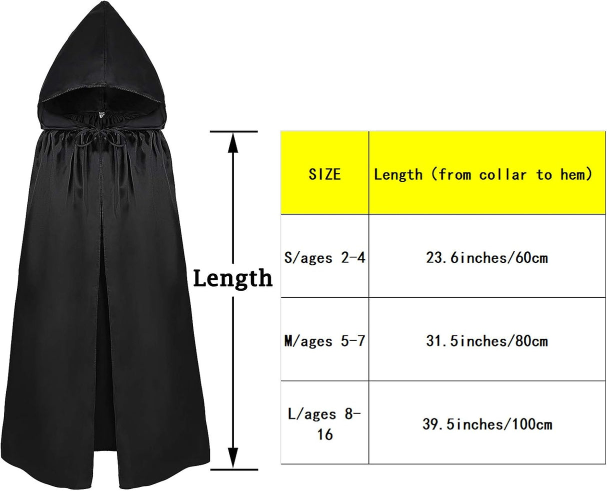 Disfraces de Capa de terciopelo con capucha negro talla S