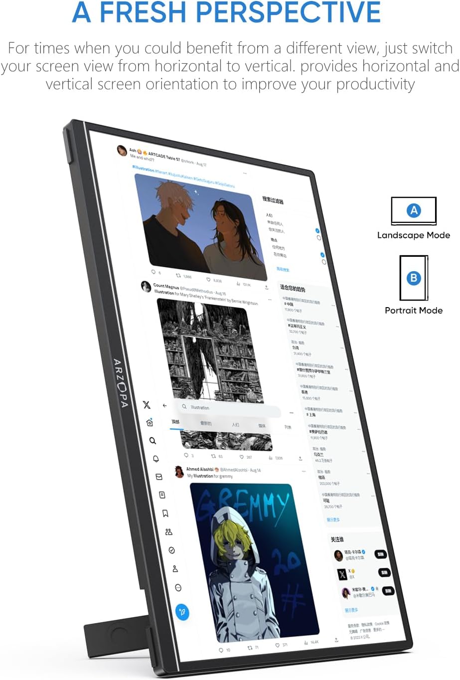 Monitor portátil ARZOPA 16 2.5K QHD, USB-C, HDMI - Z1RC