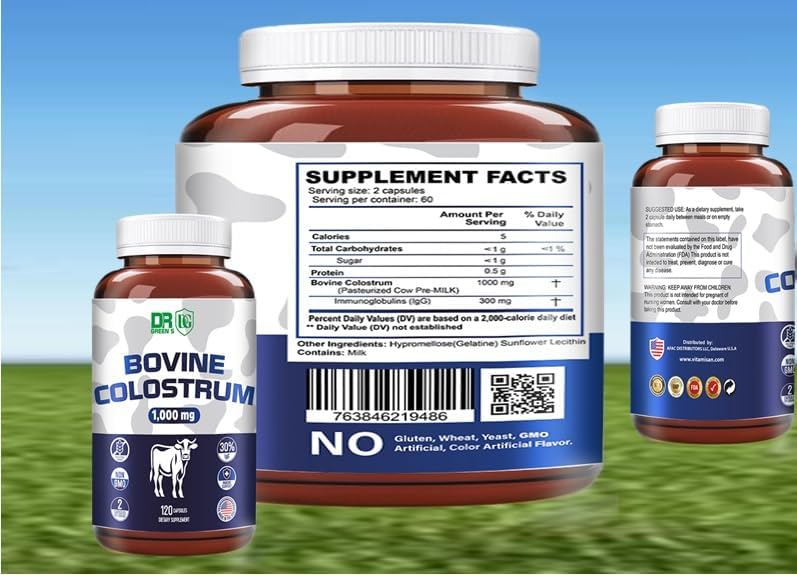 Suplemento de Calostro, 120 Cápsulas, 1,000mg, No GMO, USA