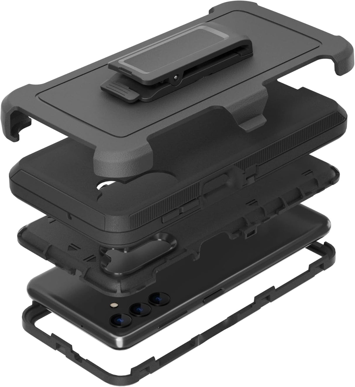 Funda compatible con Samsung Galaxy A13 5G (no para A13 4G), con clip de cinturón, resistente, resistente a prueba de golpes, protección de cuerpo completo, función atril, funda para Samsung Galaxy A13 5G (negro)