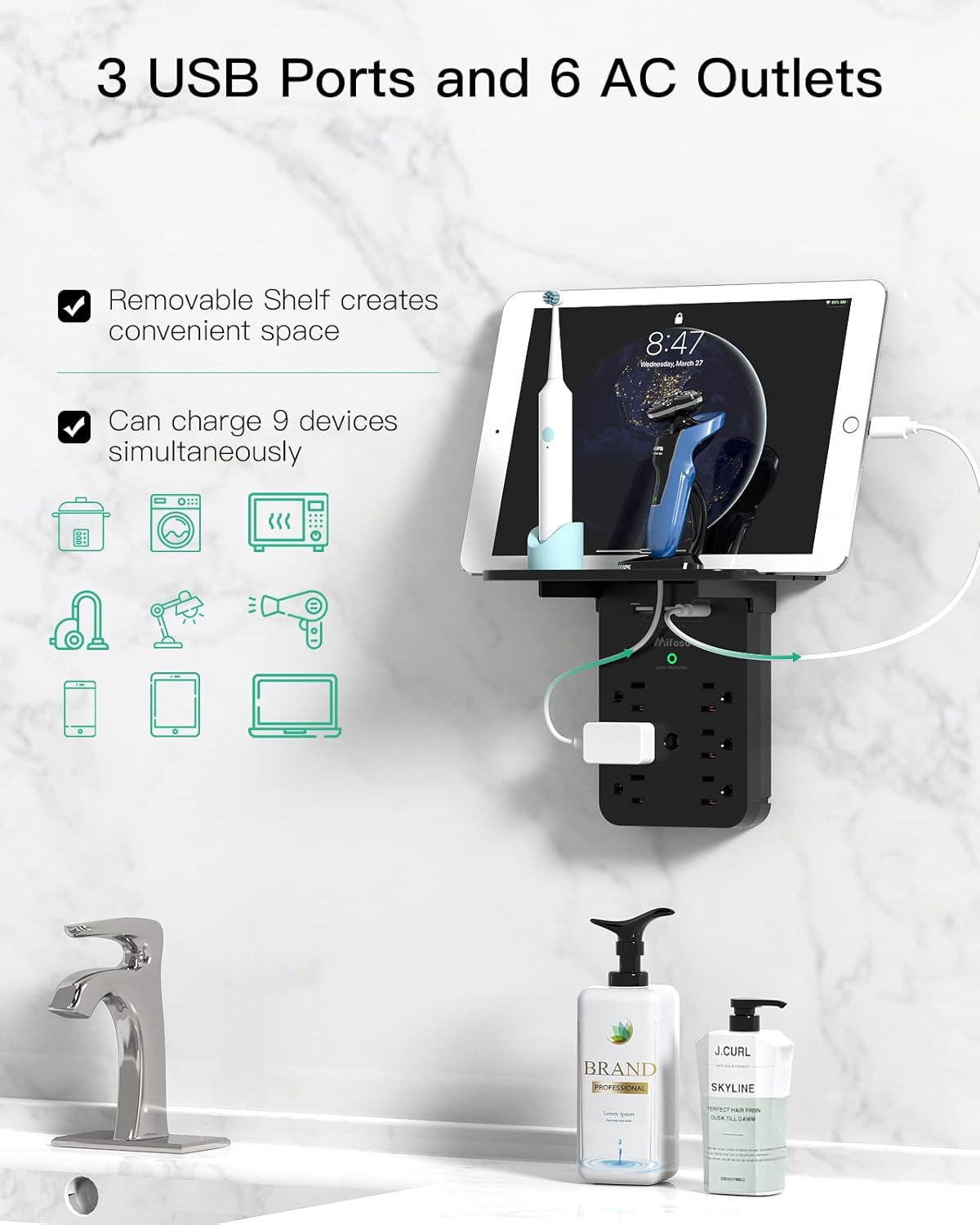 Extensor de toma de corriente – Protector de sobretensiones