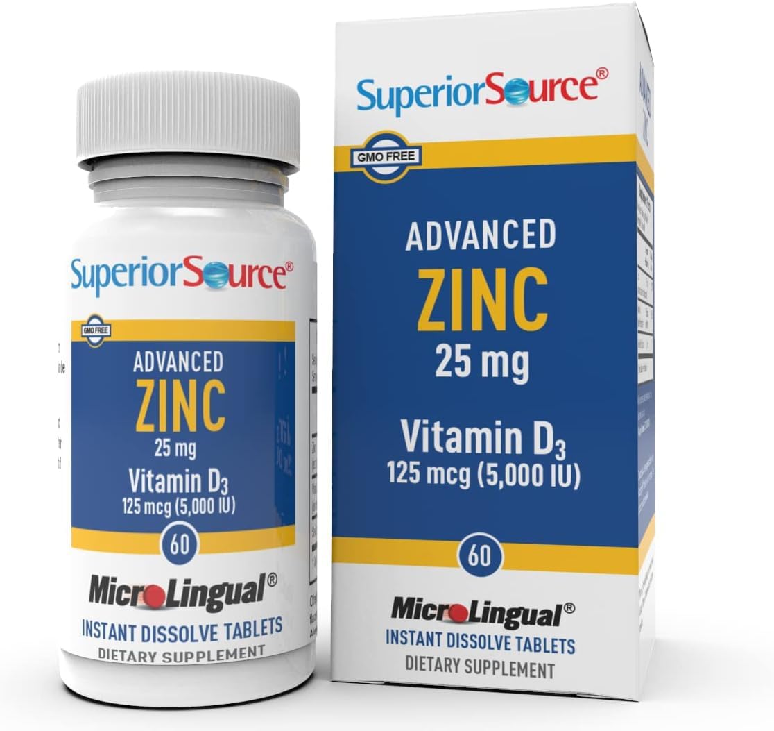 Suero Superior Zinc Avanzado 25 mg + D3 5000 IU, 60 Tabletas