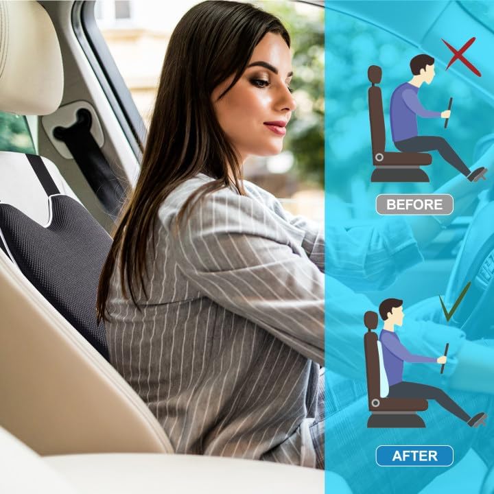 Cojín Lumbar para Auto y Oficina, Espuma Viscoelástica, 3D