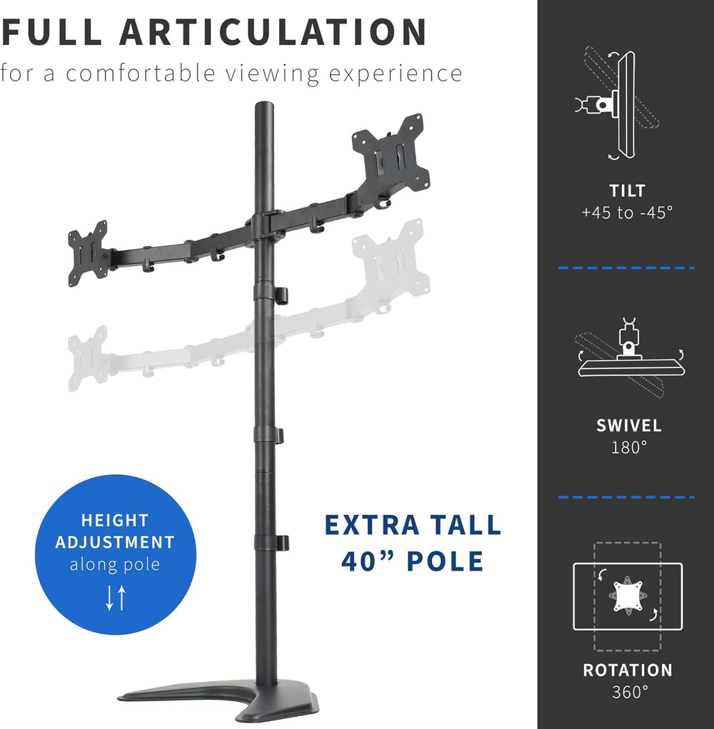 Soporte Doble de Monitor VIVO, Brazo Ajustable, STAND-V012F