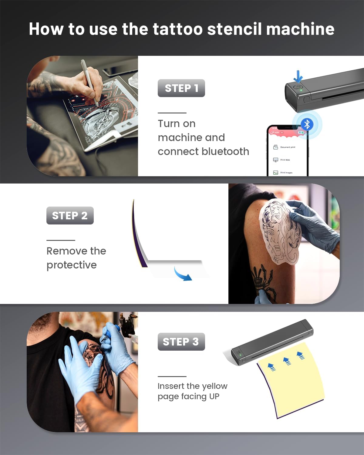 Itari M08F - Impresora inalámbrica de plantillas de tatuaje