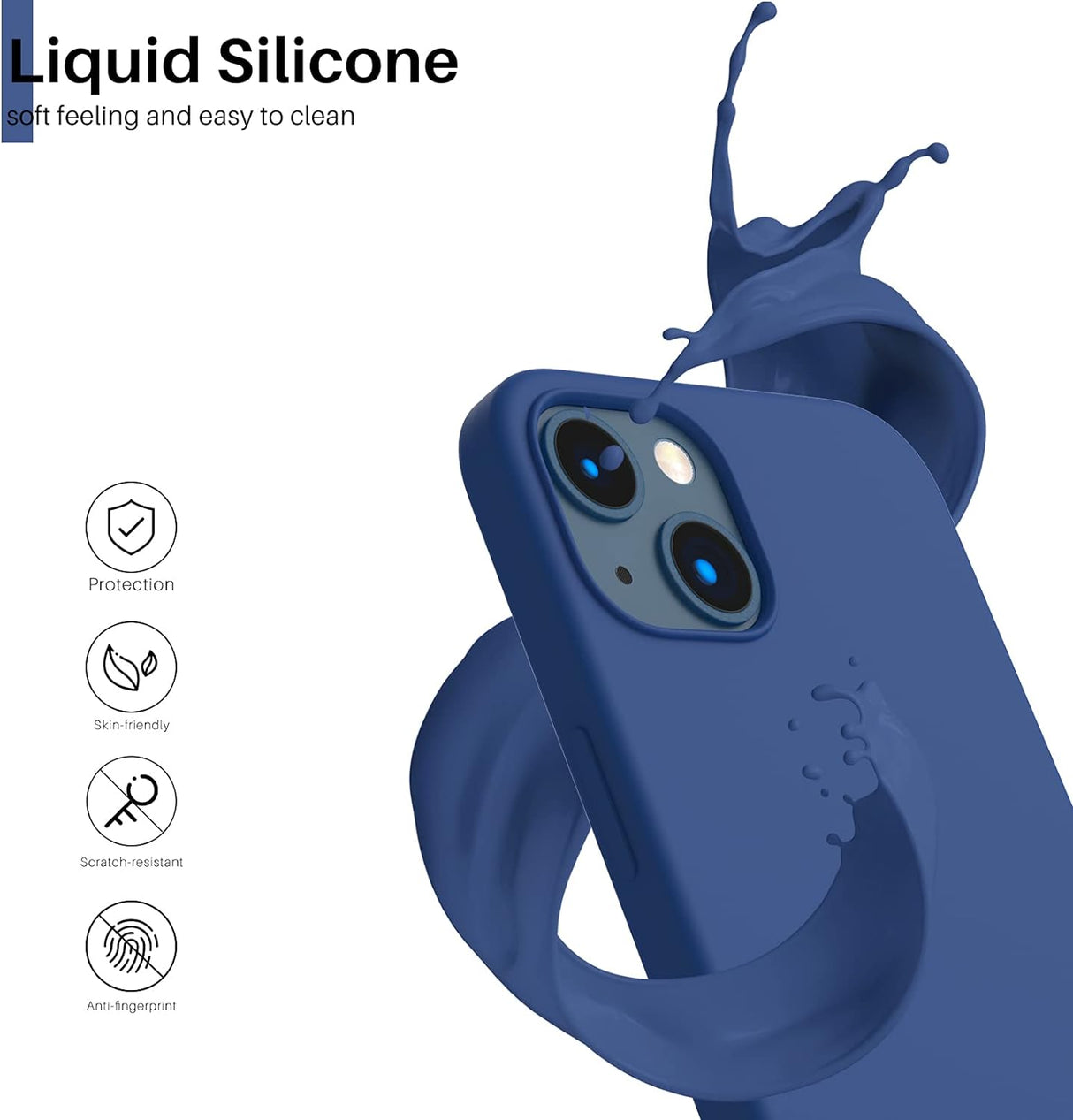 ORNARTO - Funda compatible con iPhone 3 y iPhone 13 Pro, goma de gel suave de 3 capas de silicona líquida delgada, 15,5 cm, azul rey