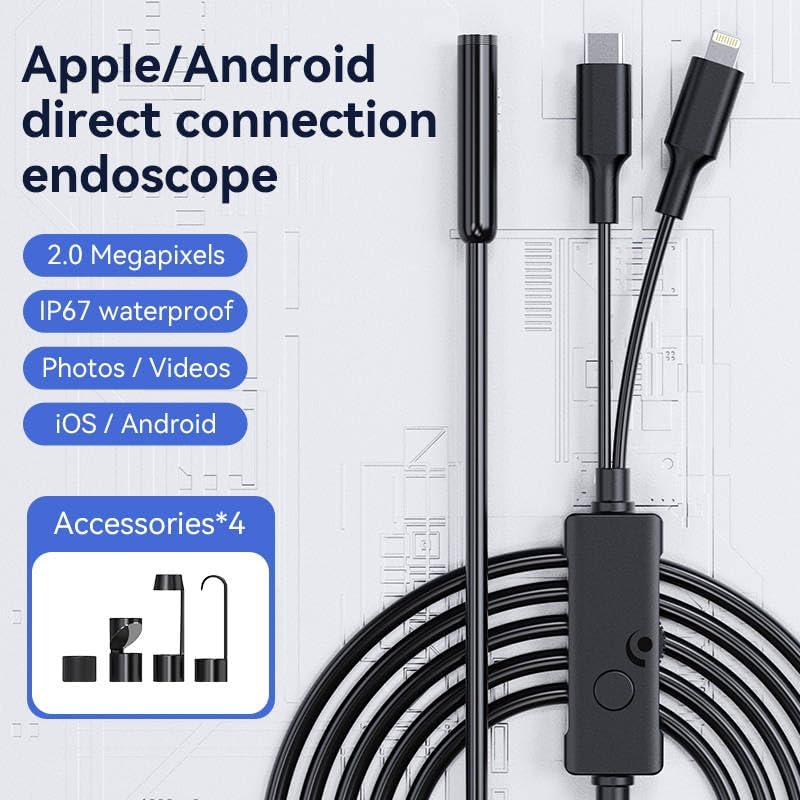 KEEMIKA Cámara endoscopio con luz, interfaz dual para iPhone