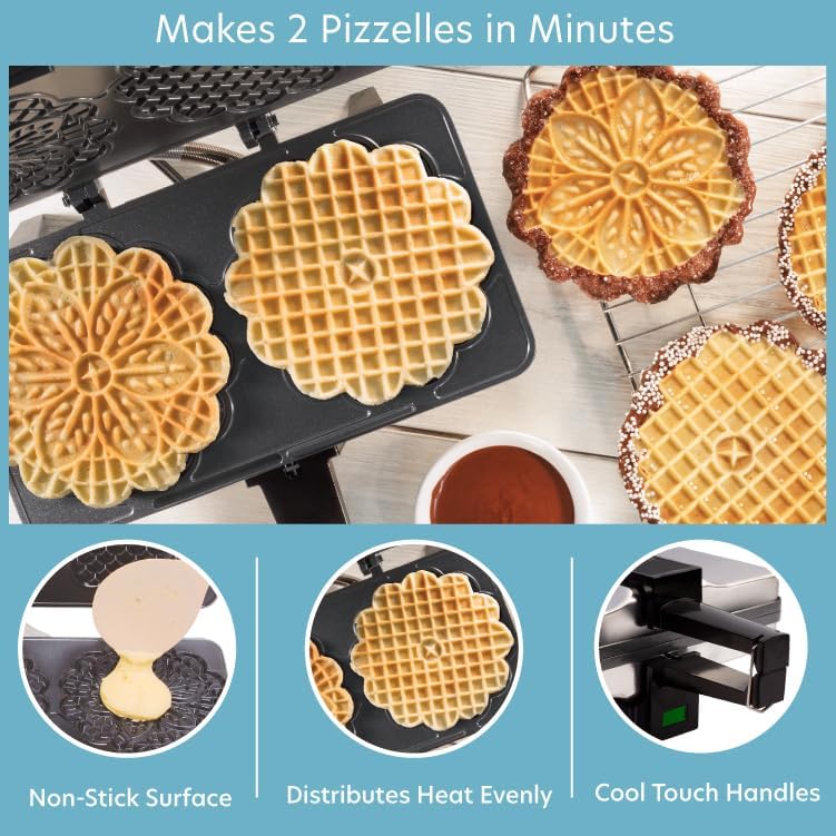 Máquina de Pizzelle - Prensa Eléctrica - Doble 5 - Fácil uso