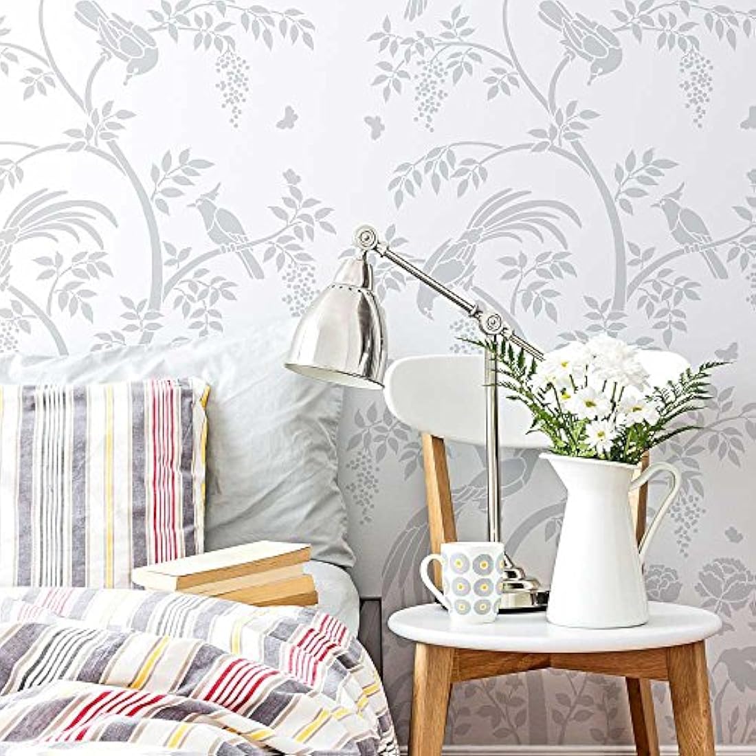 Plantilla para pared con diseño de pájaros y bayas