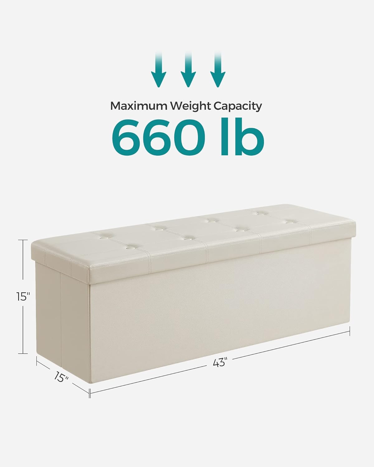 Otomana plegable de almacenamiento, asiento acolchado, ULSF70M