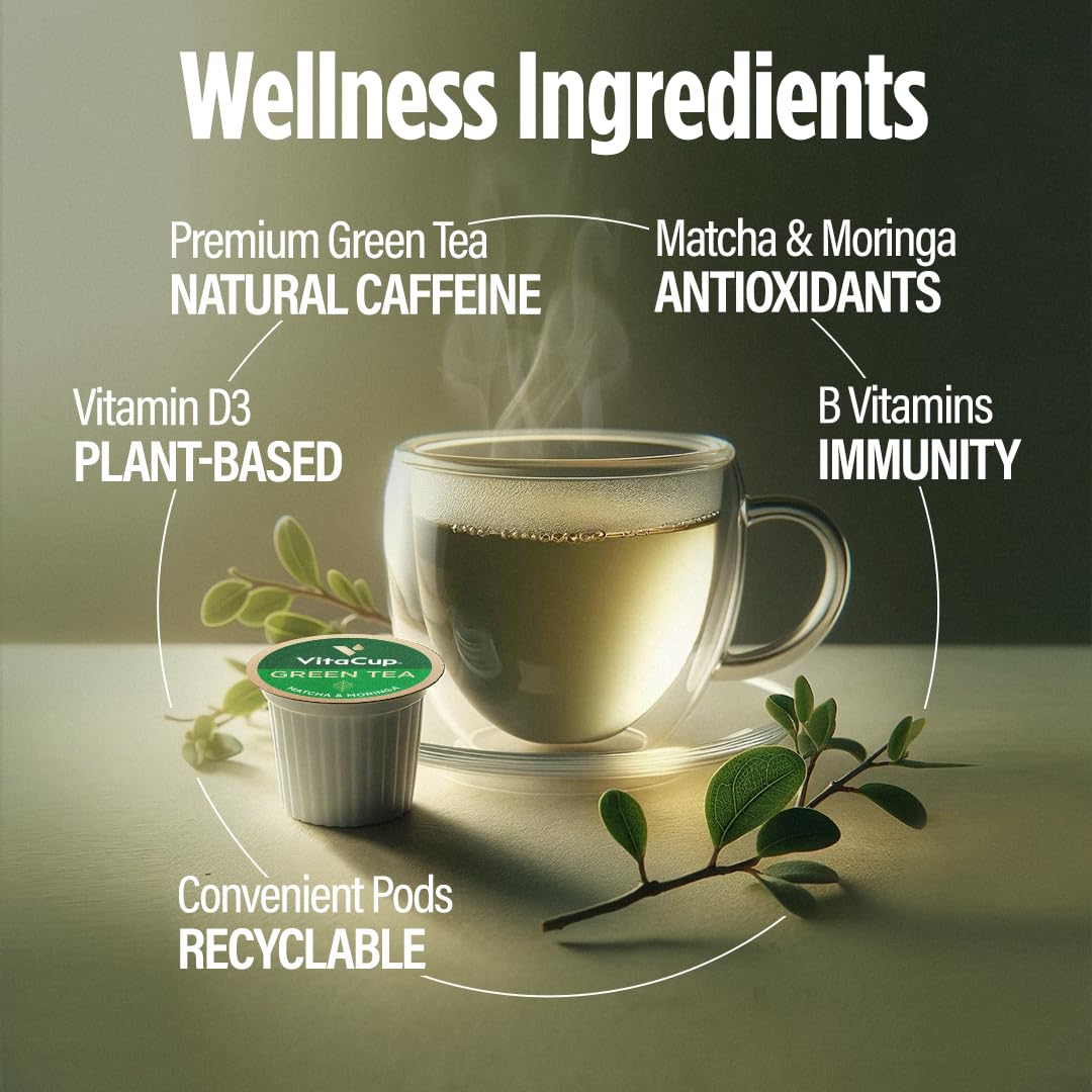 Cápsulas de Té Verde VitaCup, Energía y Detox, 16 Ct