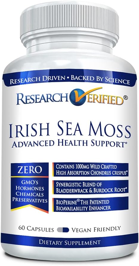 Irish Sea Moss, Research Verified, Prebiotics, 60 Cápsulas