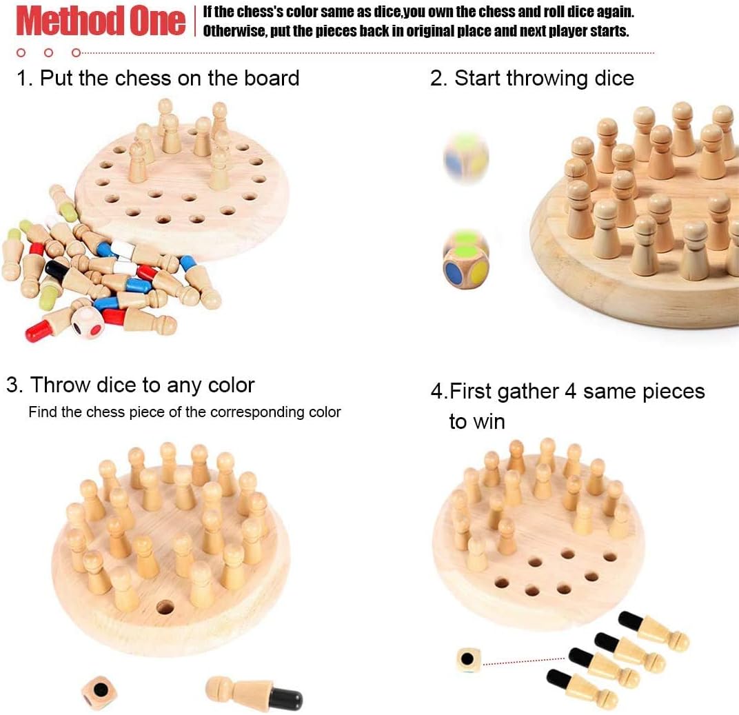 Juego de Memoria de Madera, Juguete Educativo Montessori, 3+ Años