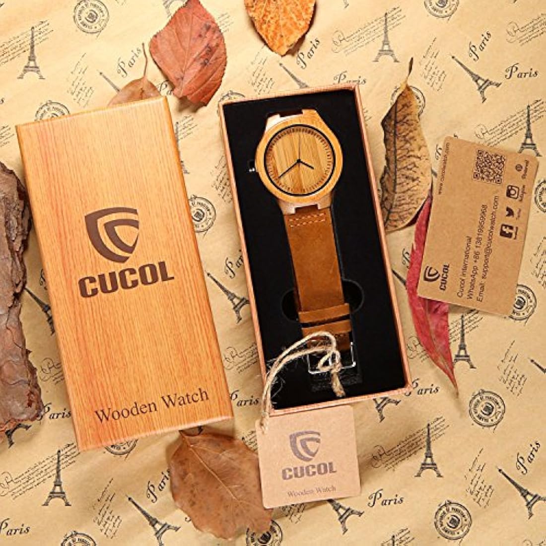 Reloj de madera de bambú