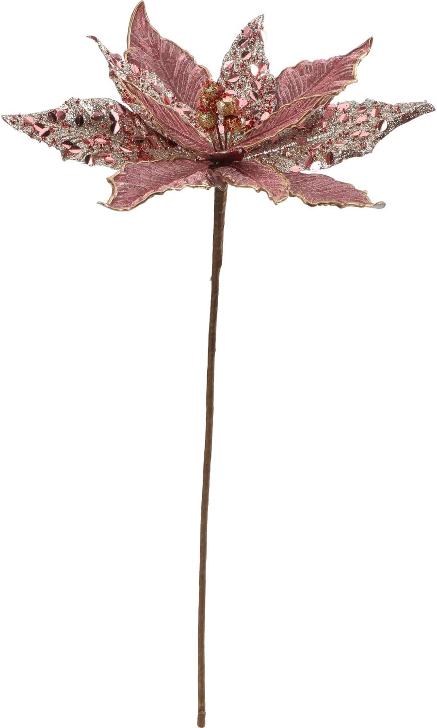 Flores Poinsettia Briful 12'' Artificiales para Decoraciones Navidad