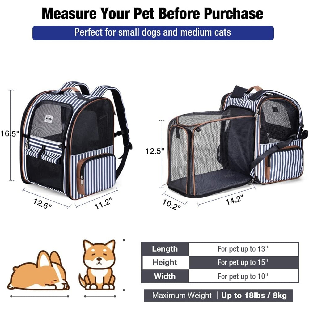 Mochila grande para gatos expandible y plegable negra