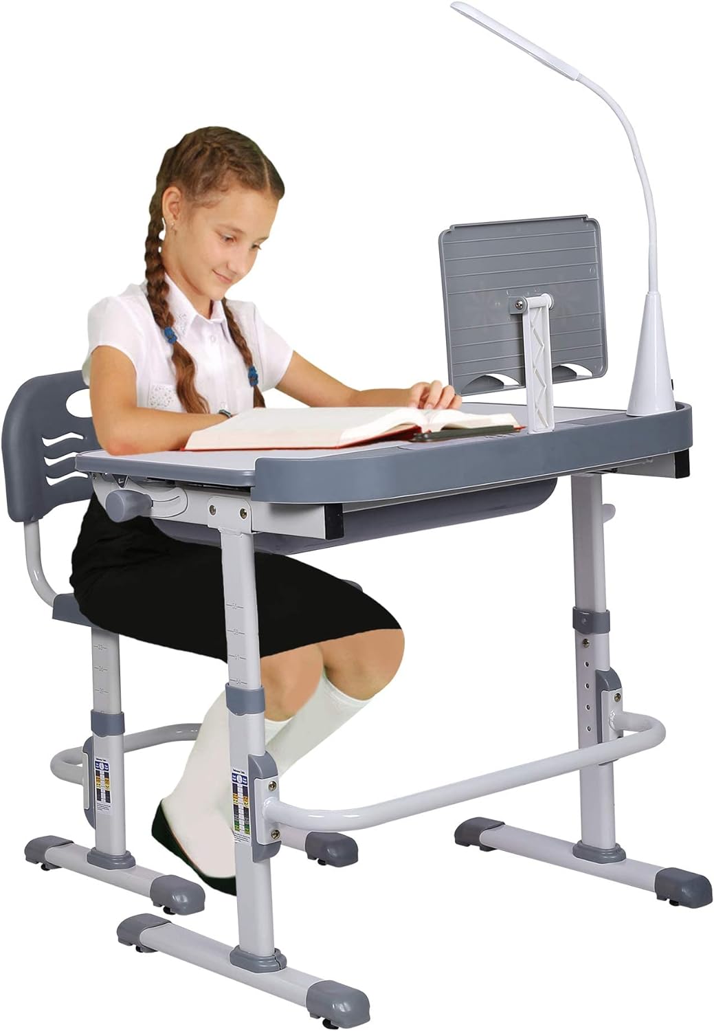 Escritorio y Silla Ajustables para Niños con Luz LED y Cajón