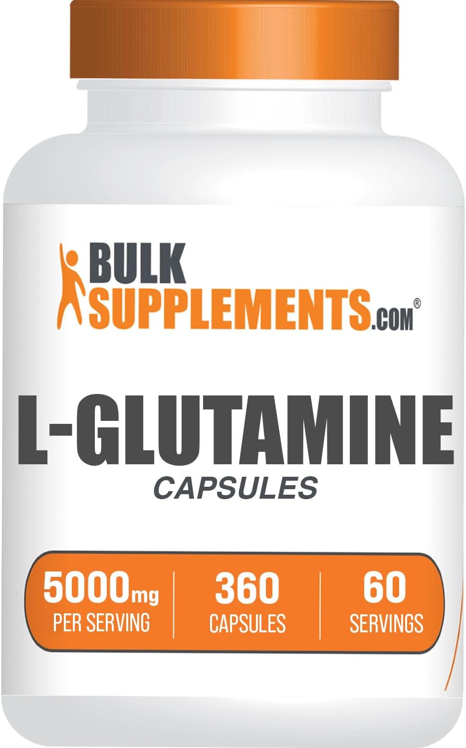 Suplemento de Glutamina en Cápsulas BulkSupplements, 5000mg, 360 unidades