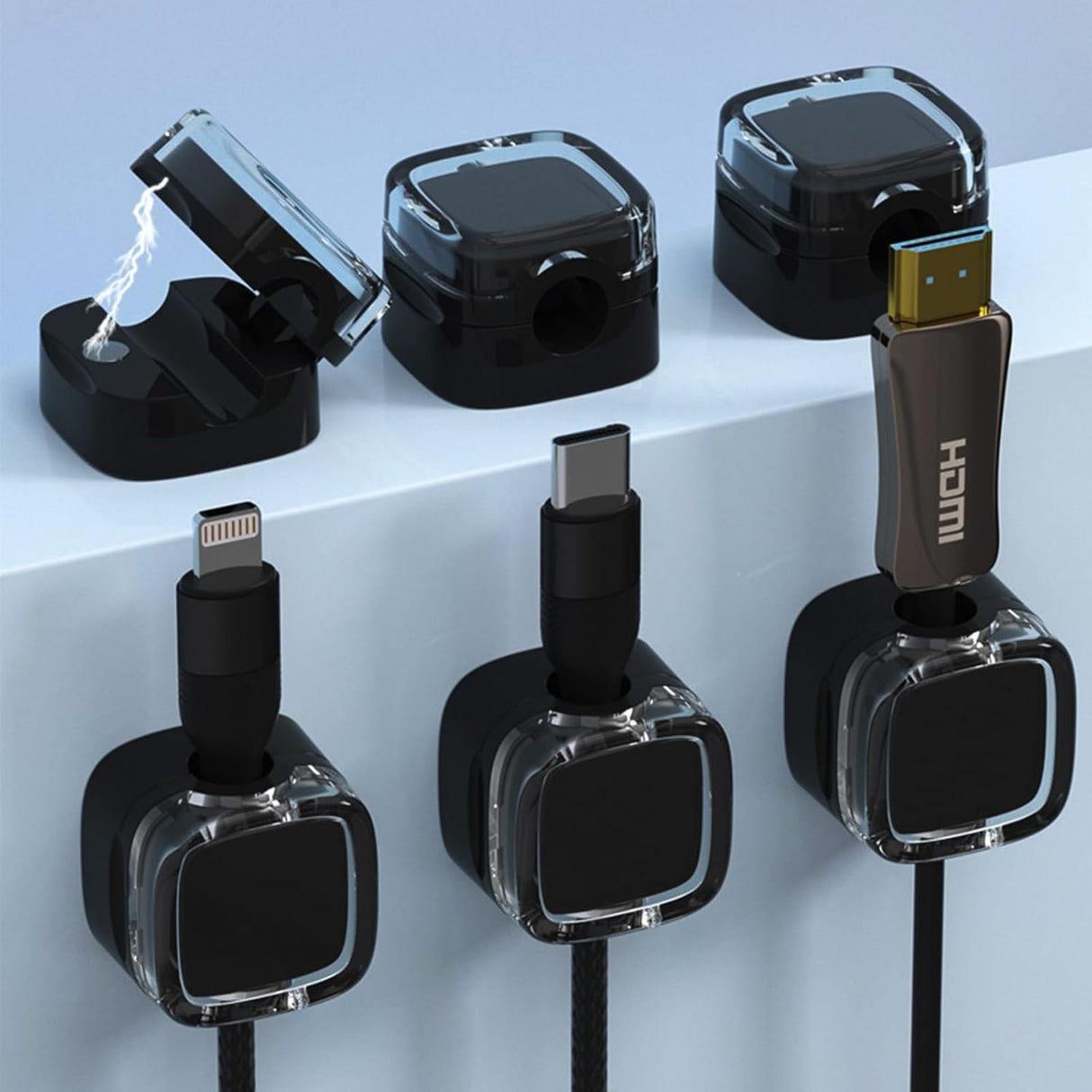Soporte de Cables Magnético 6 Pack, Organizador Auto-Adhesivo