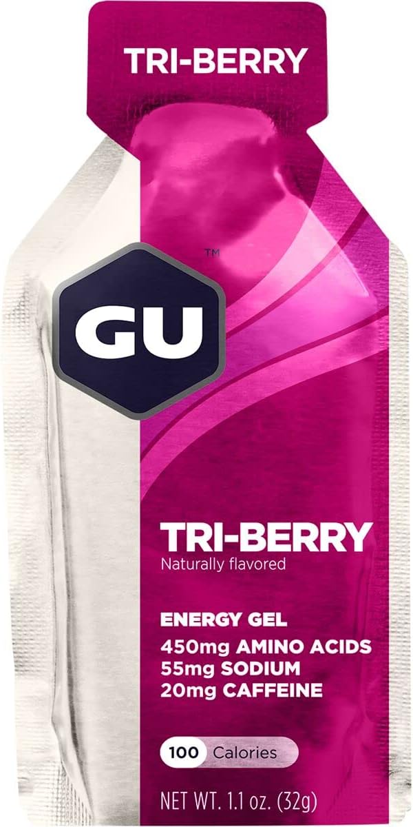 Gel Energético GU, Vegano, Sin Gluten, 8 Unidades, Tri-Berry