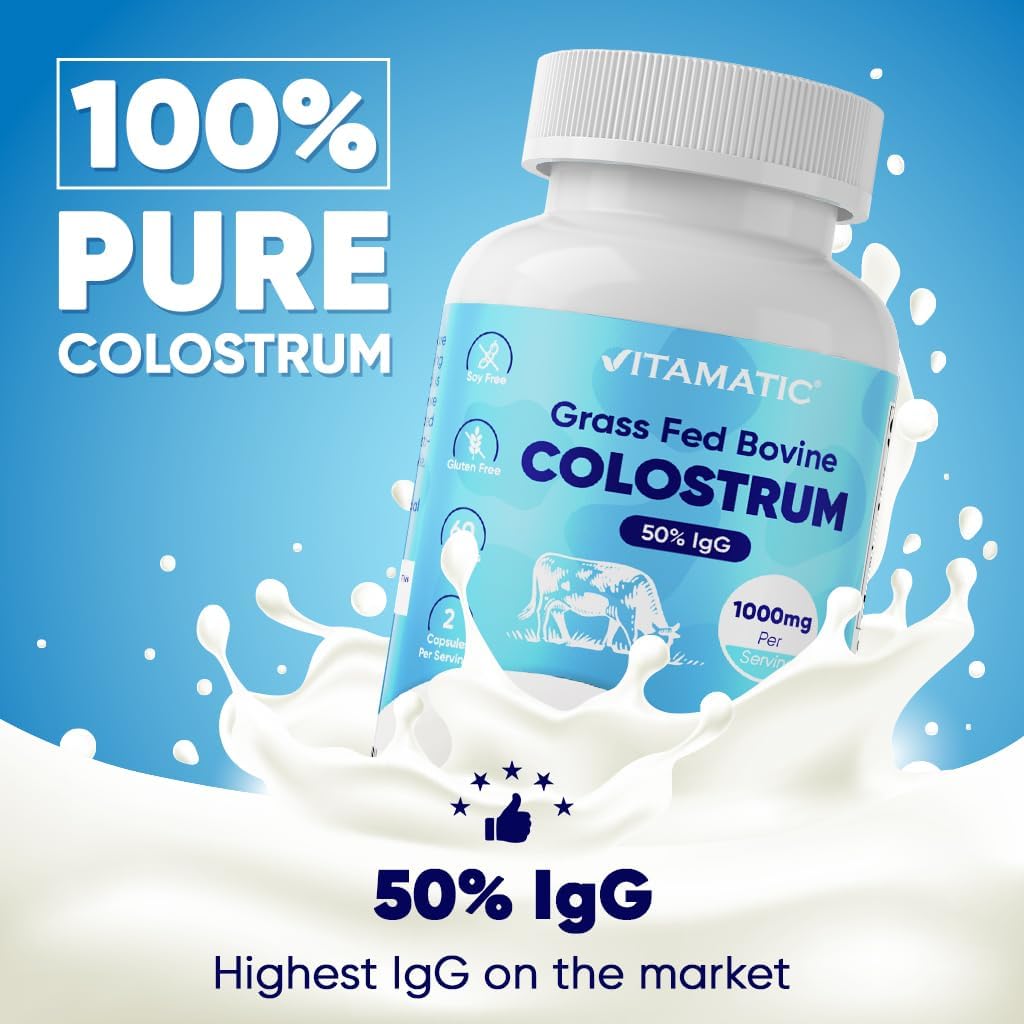 Suplemento de Colostro Bovino Vitamatic 1000 mg - 120 Cápsulas