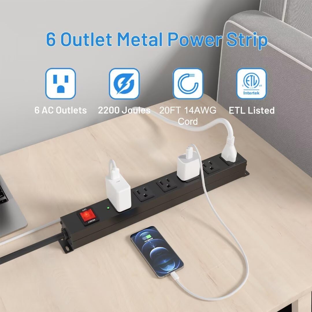 Regleta de alimentación de metal para montaje en pared