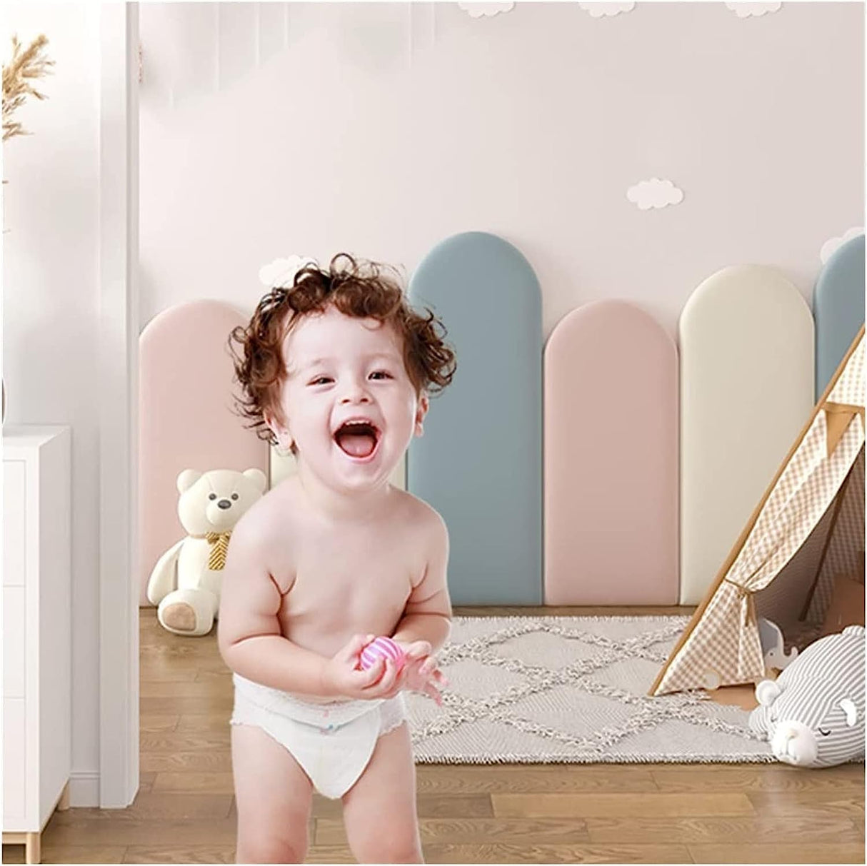 Paneles de Pared Acolchados para Niños, 4pcs, 23.6''x7.87