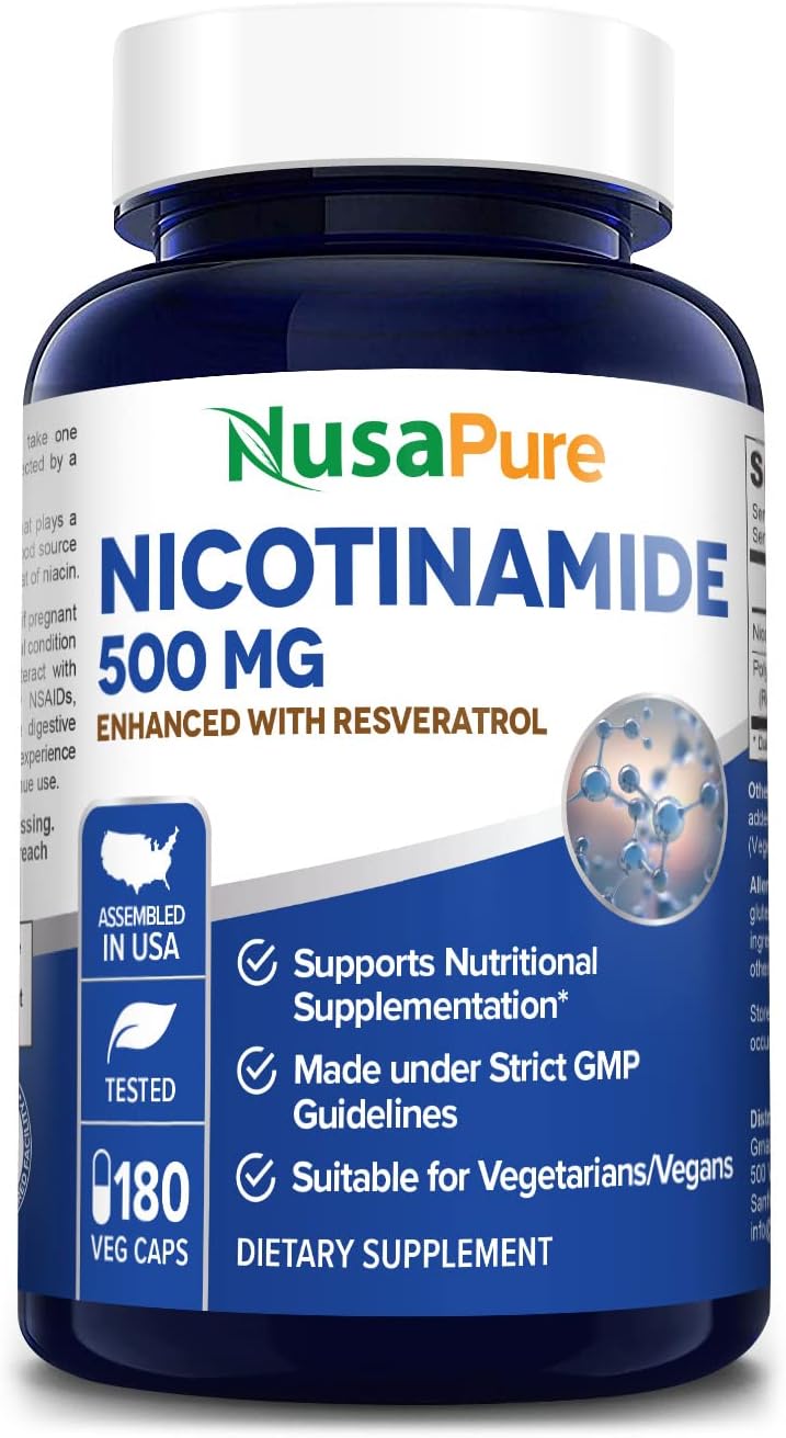 Suplementos Nicotinamida con resveratrol vitamina B3 500 mg