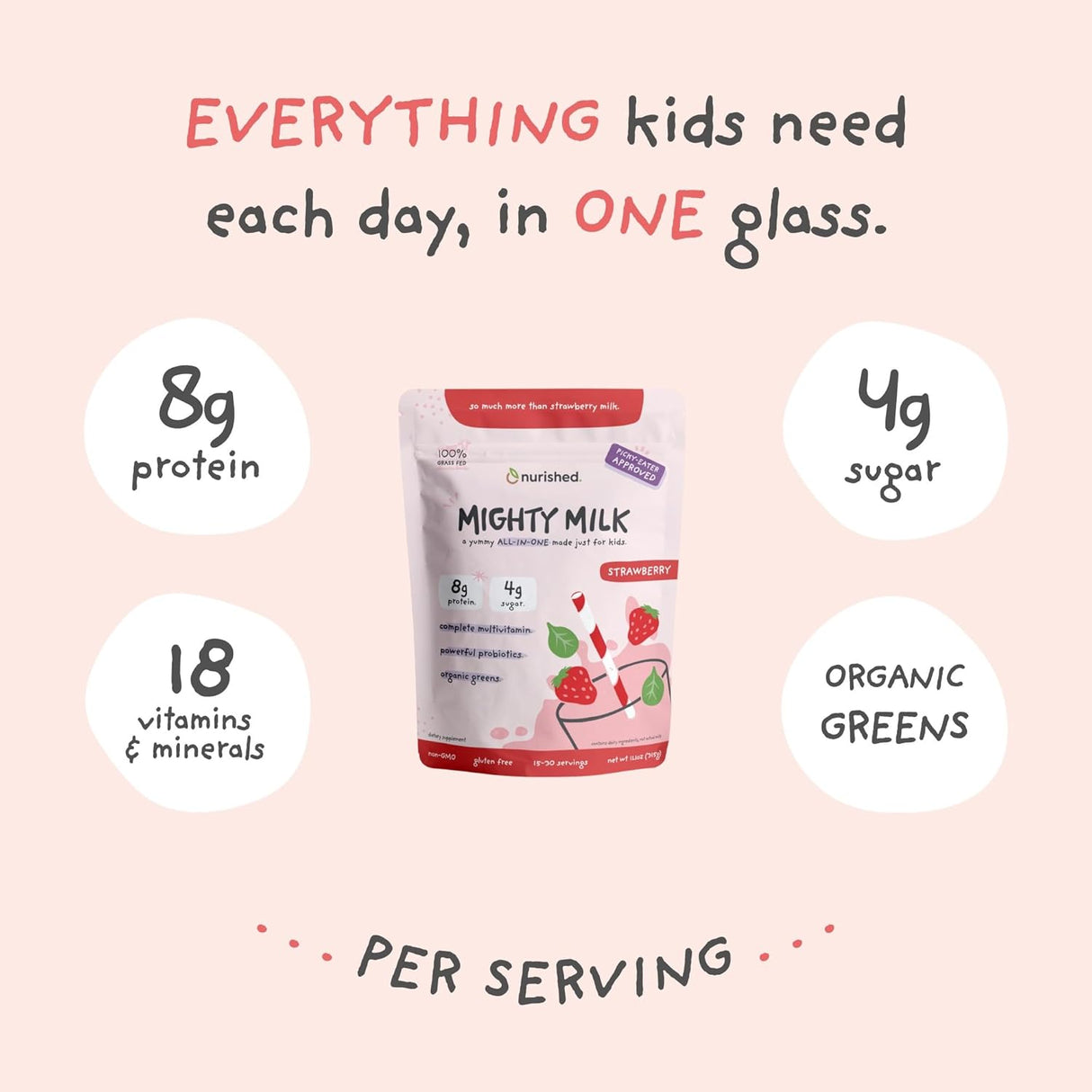 Proteína en Polvo Mighty Strawberry - Multivitamínico Kids