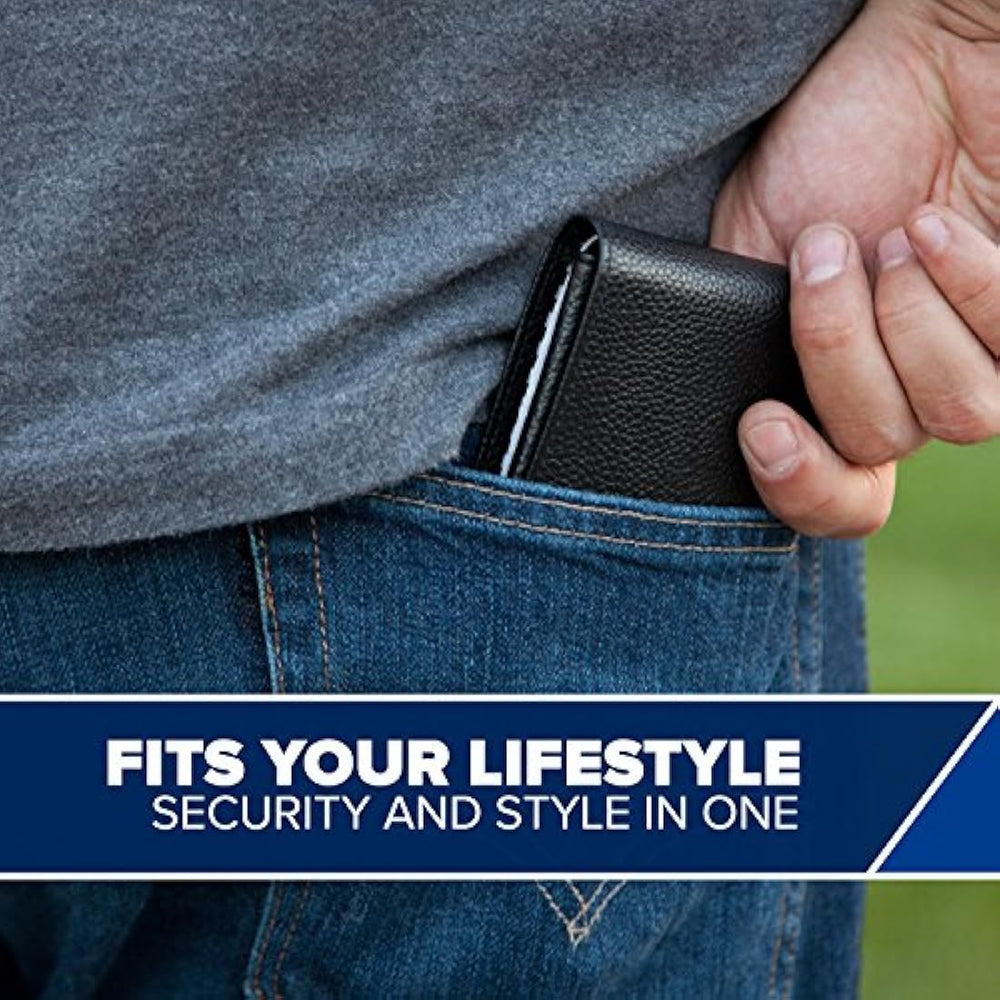 Cartera de piel auténtica con bloqueo RFID para hombres