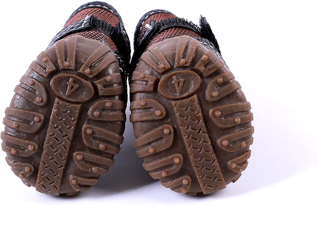 Botas grandes de cuero sintético para perro, botas de invierno impermeables para perro, botas para lluvia antideslizantes, Marrón